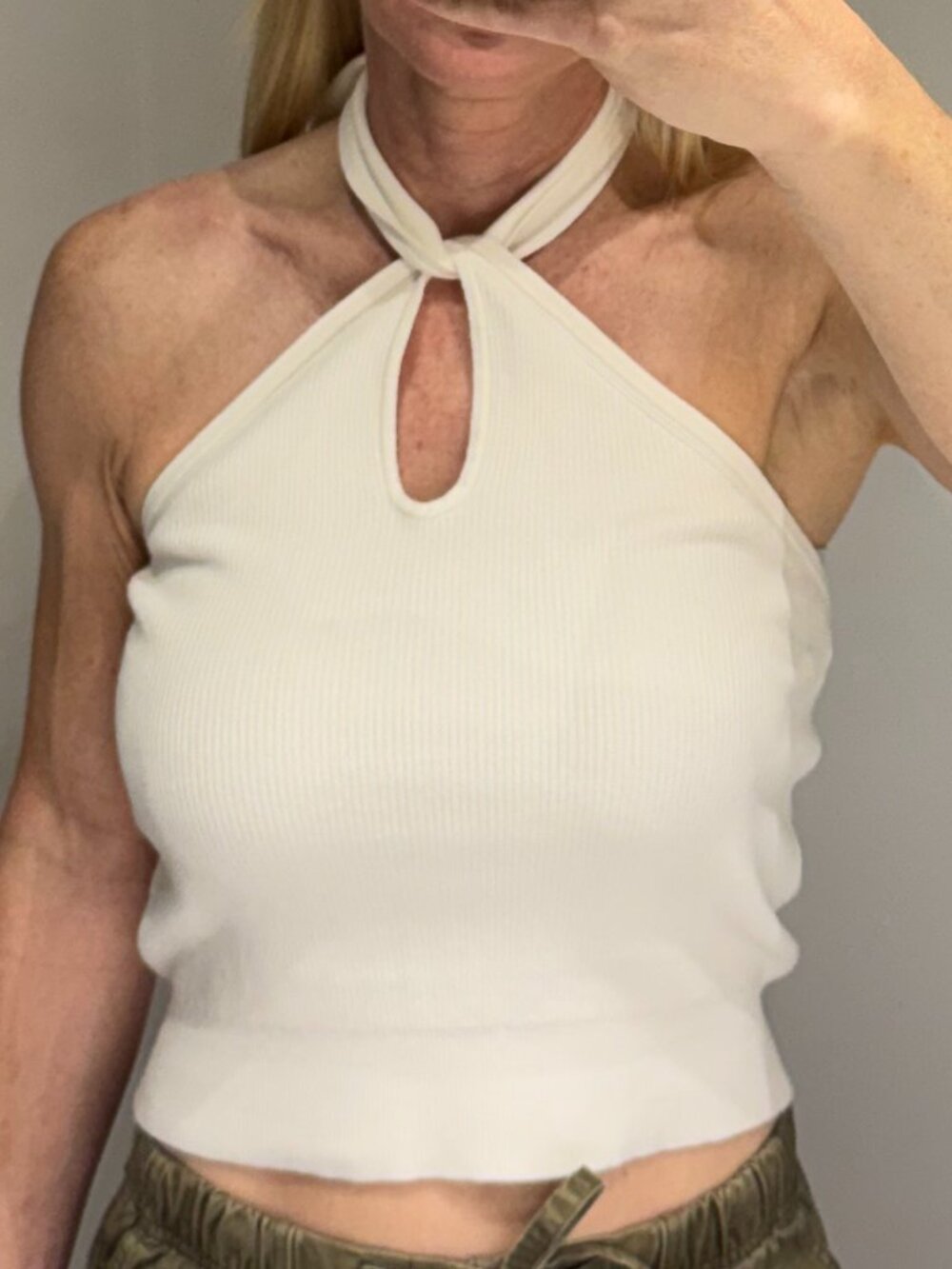 Banana Republic Cream Halter Top - Black Tie Neck - Size Small